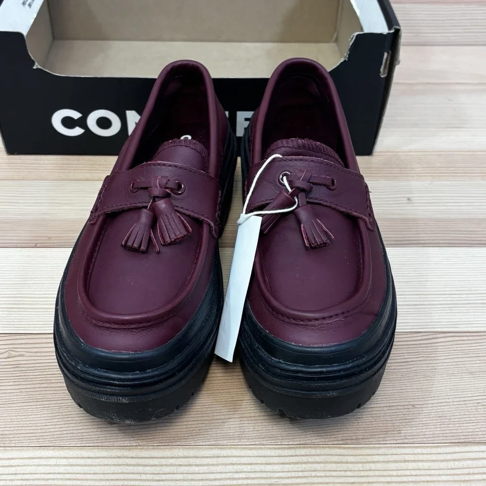Converse Chuck Taylor Lugged Heel Loafer Womens Size 7 Red Leather Shoes A14708C - Picture 2 of 6